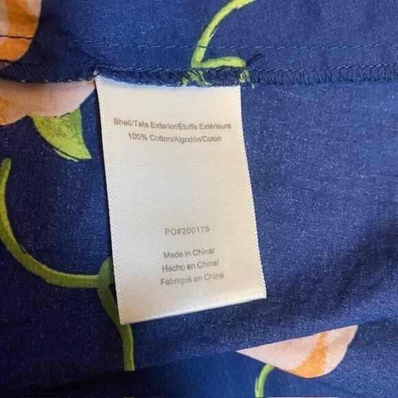 ModCloth A Line Vintage Era Summertime Peach Skirt Navy Blue Cotton Women Medium - Picture 7 of 8